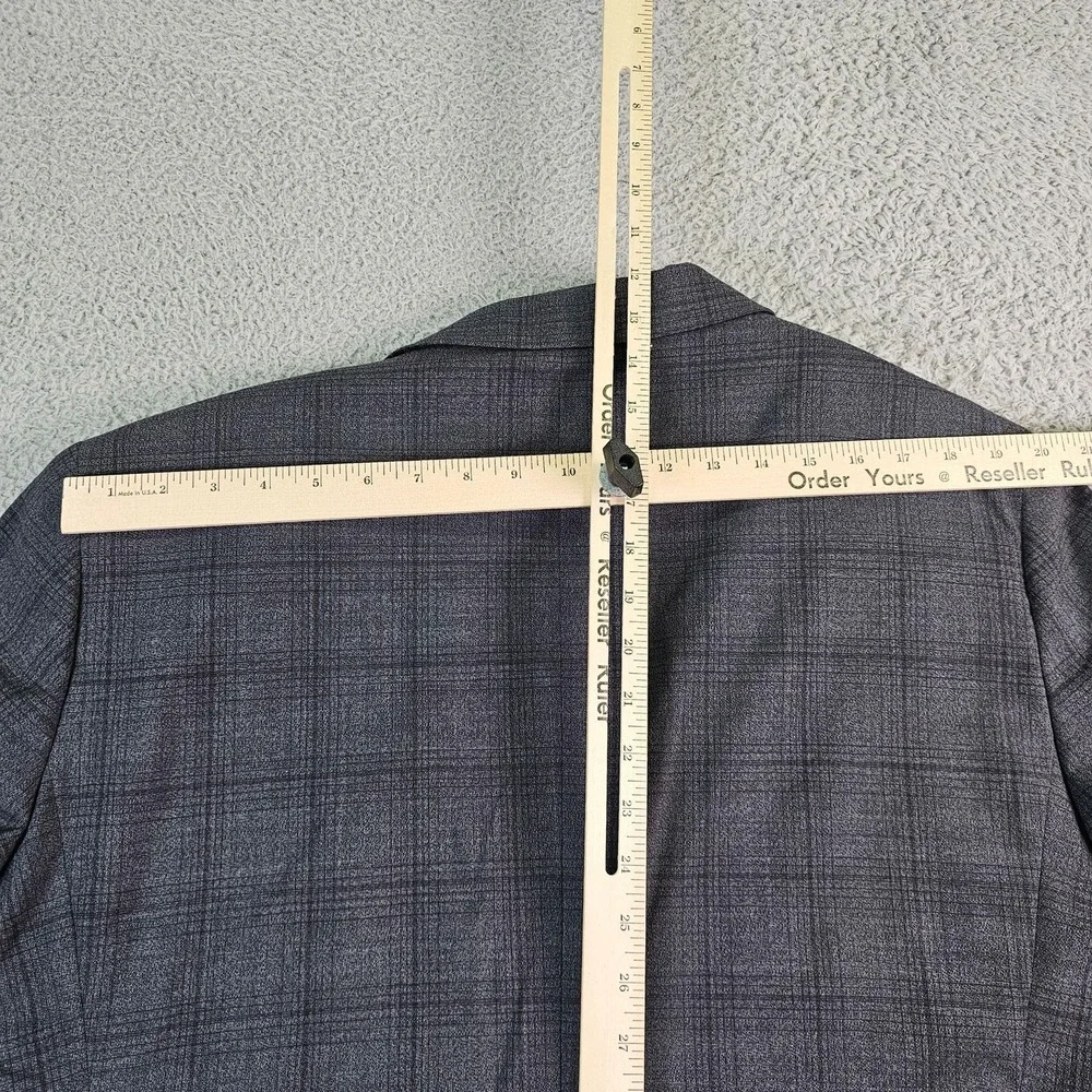 Jos. A. Bank Suit Jacket Mens 46R Gray Plaid Wool Blend Traveler Slim Fit
